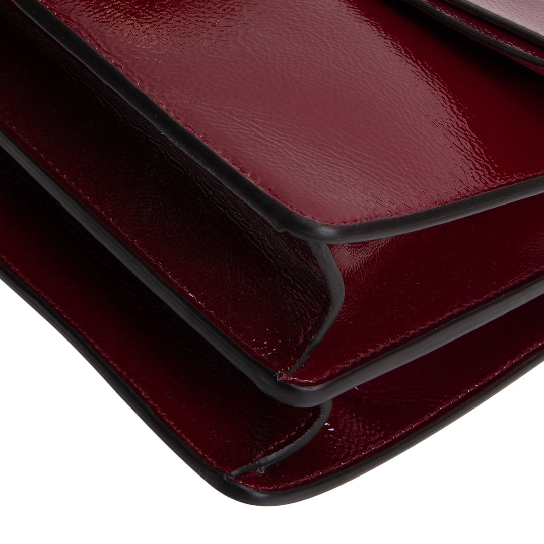 GUCCI Crinkle Patent Leather Dionysus Shoulder Bag - Burgundy