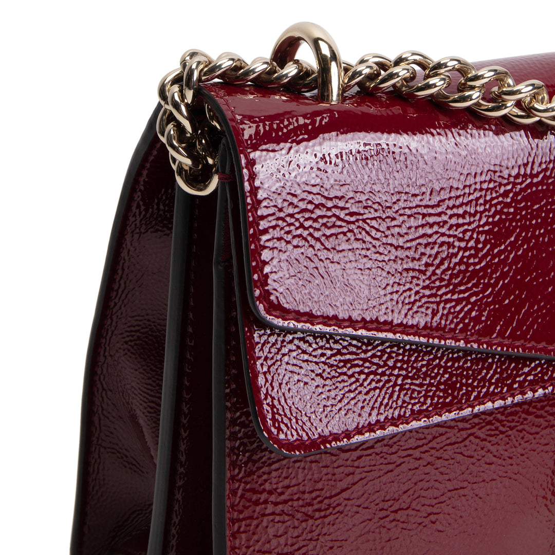 GUCCI Crinkle Patent Leather Dionysus Shoulder Bag - Burgundy
