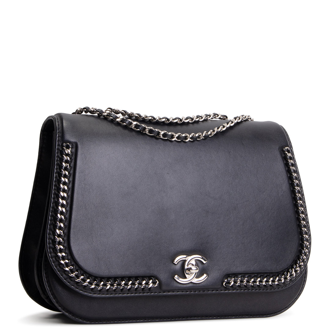 CHANEL Front Chain Flap Bag - Black