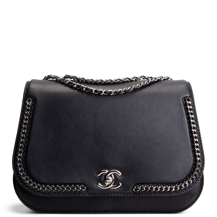 CHANEL Front Chain Flap Bag - Black