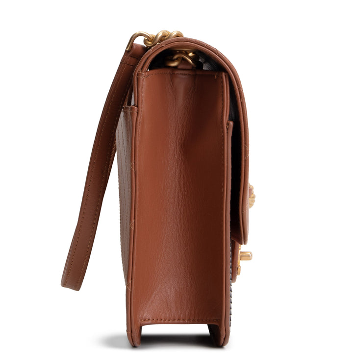 CHANEL Archi Chic Python Trim Flap Bag - Brown