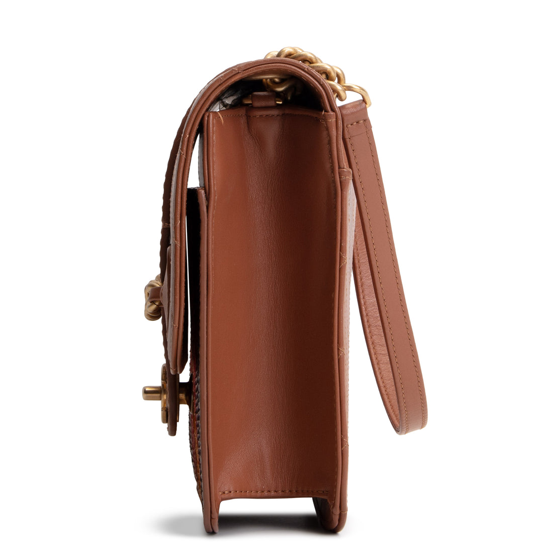 CHANEL Archi Chic Python Trim Flap Bag - Brown