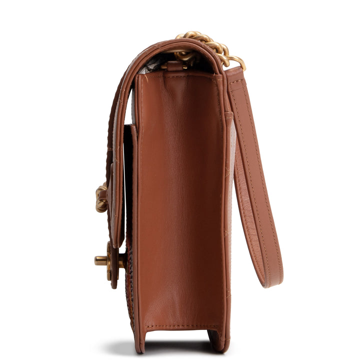 CHANEL Archi Chic Python Trim Flap Bag - Brown