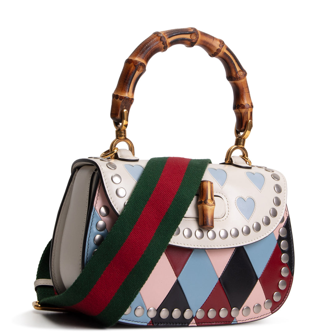 GUCCI Lovelight Bamboo 1947 Small Top Handle - White Multicolore