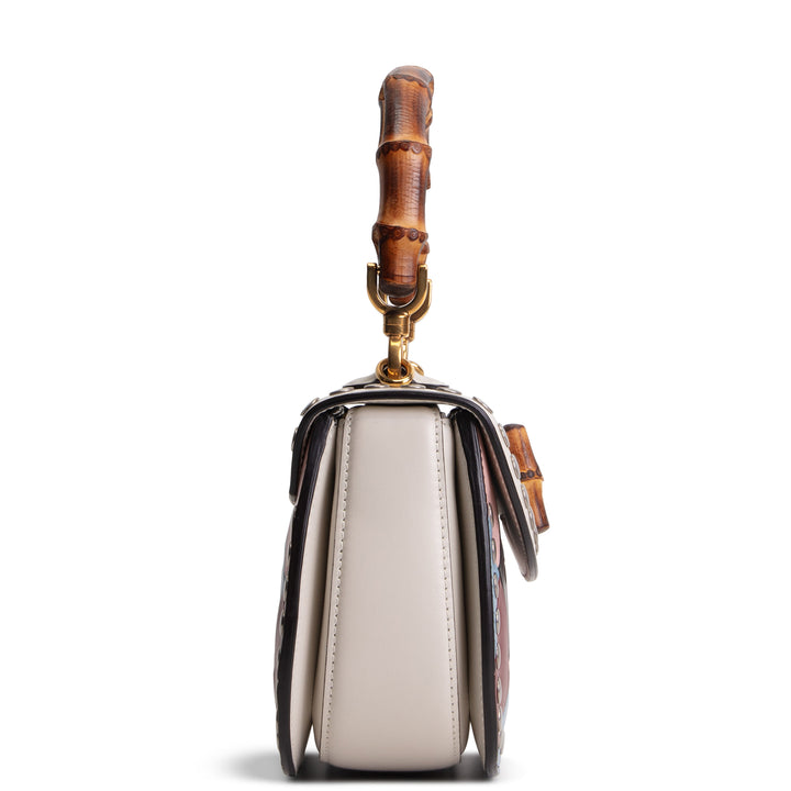 GUCCI Lovelight Bamboo 1947 Small Top Handle - White Multicolore