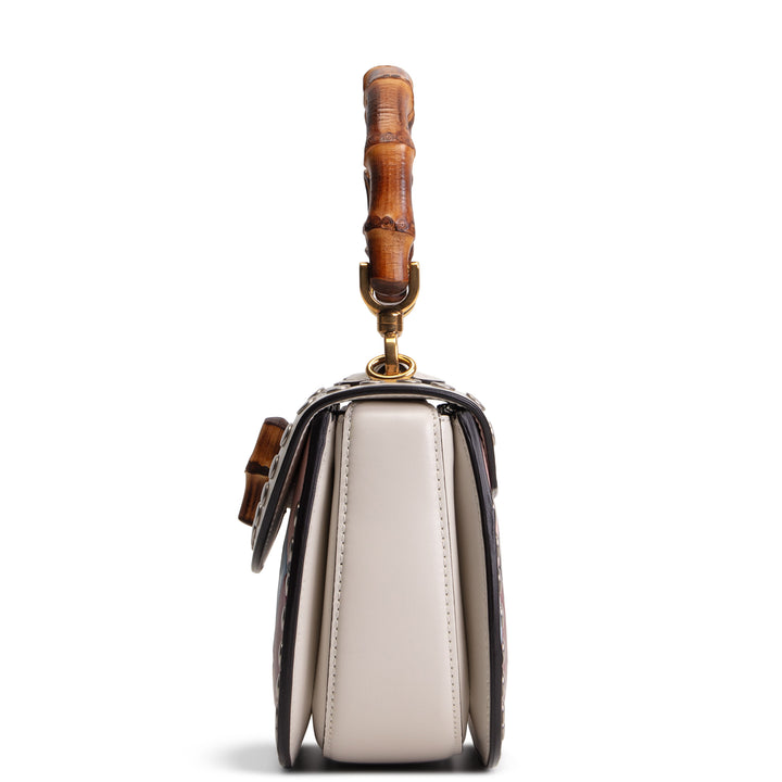 GUCCI Lovelight Bamboo 1947 Small Top Handle - White Multicolore