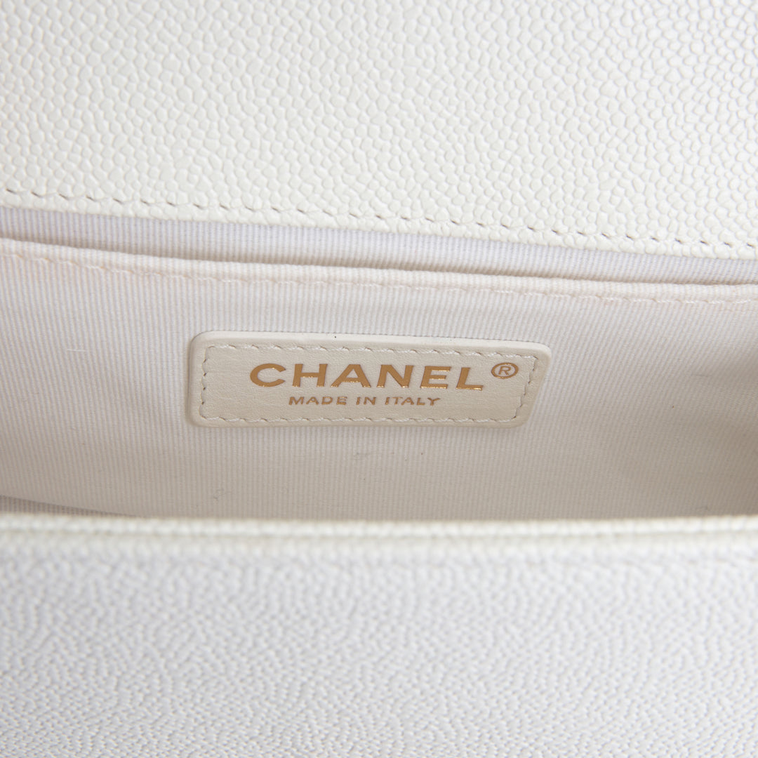 CHANEL Caviar Small Boy Bag - Cream