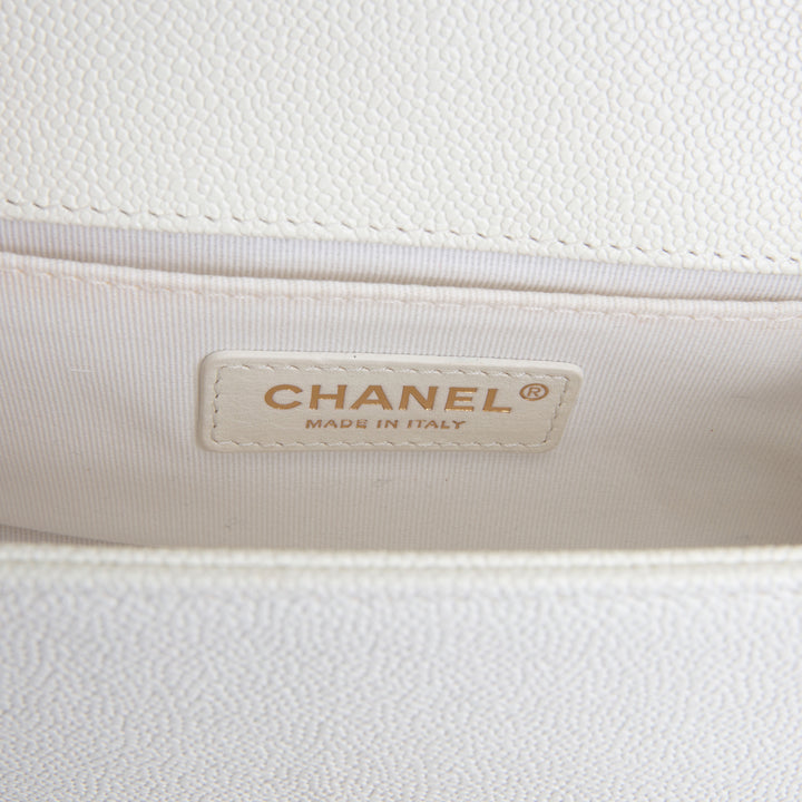 CHANEL Caviar Small Boy Bag - Cream