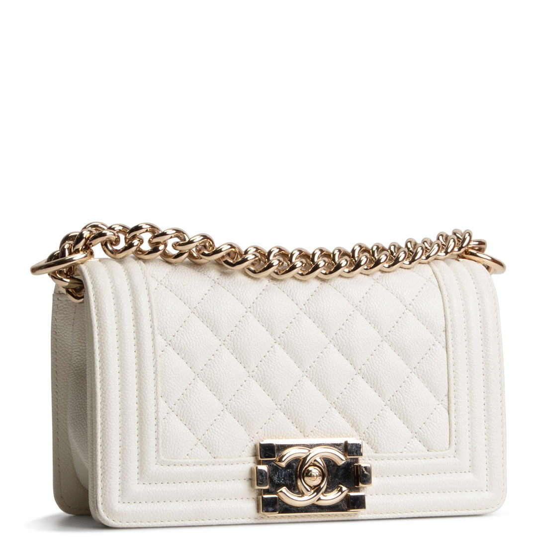 CHANEL Caviar Small Boy Bag - Cream