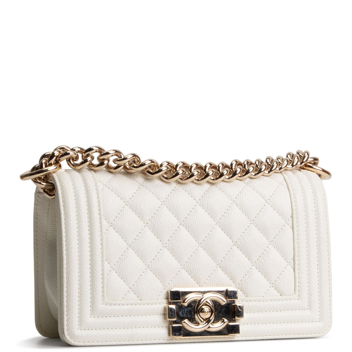CHANEL Caviar Small Boy Bag - Cream