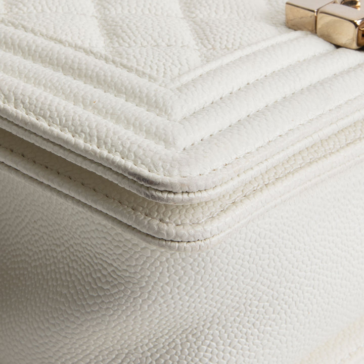 CHANEL Caviar Small Boy Bag - Cream