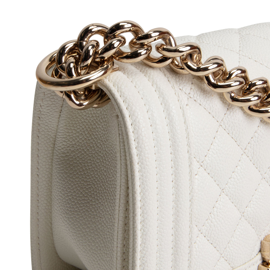 CHANEL Caviar Small Boy Bag - Cream