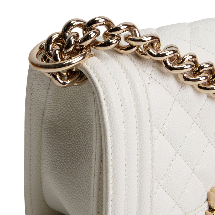 CHANEL Caviar Small Boy Bag - Cream