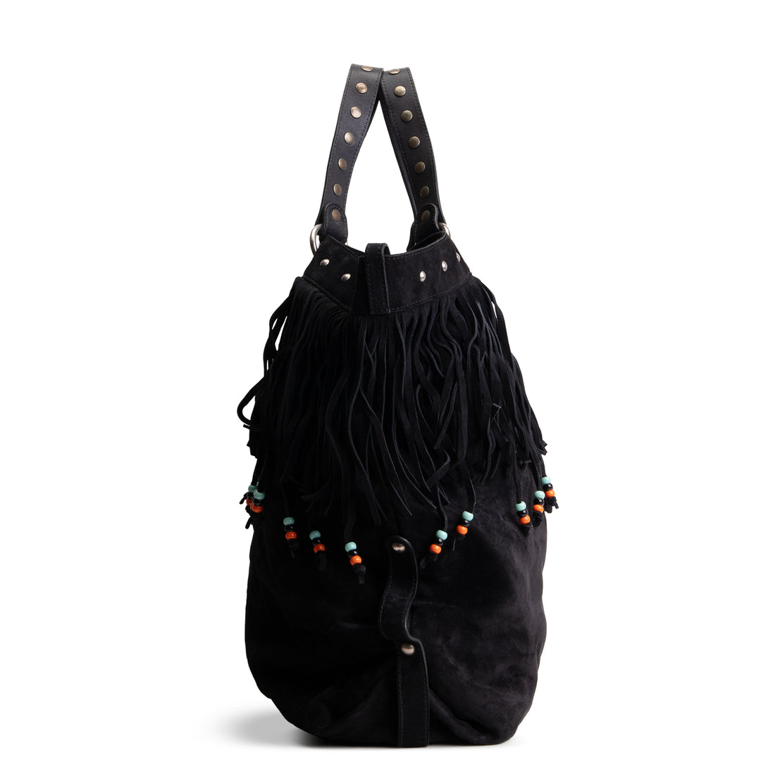 GUCCI Suede Top Handle XL Tote w/ Fringe