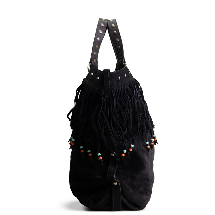 GUCCI Suede Top Handle XL Tote w/ Fringe