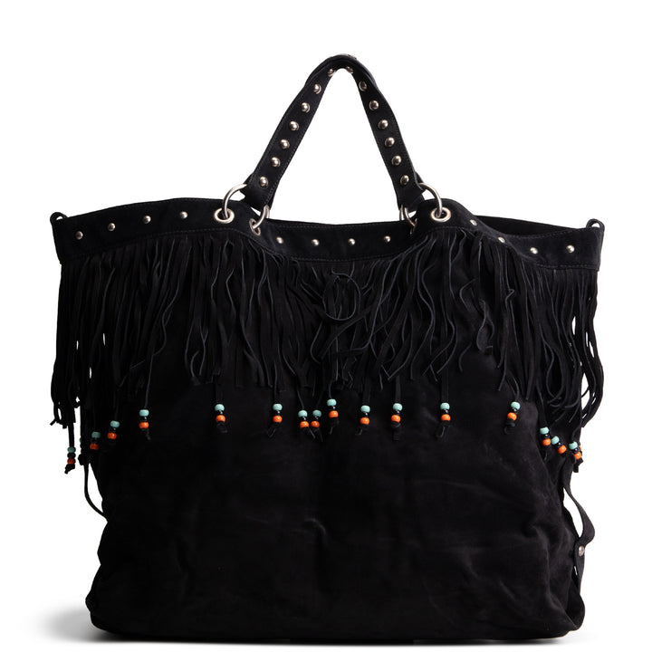 GUCCI Suede Top Handle XL Tote w/ Fringe