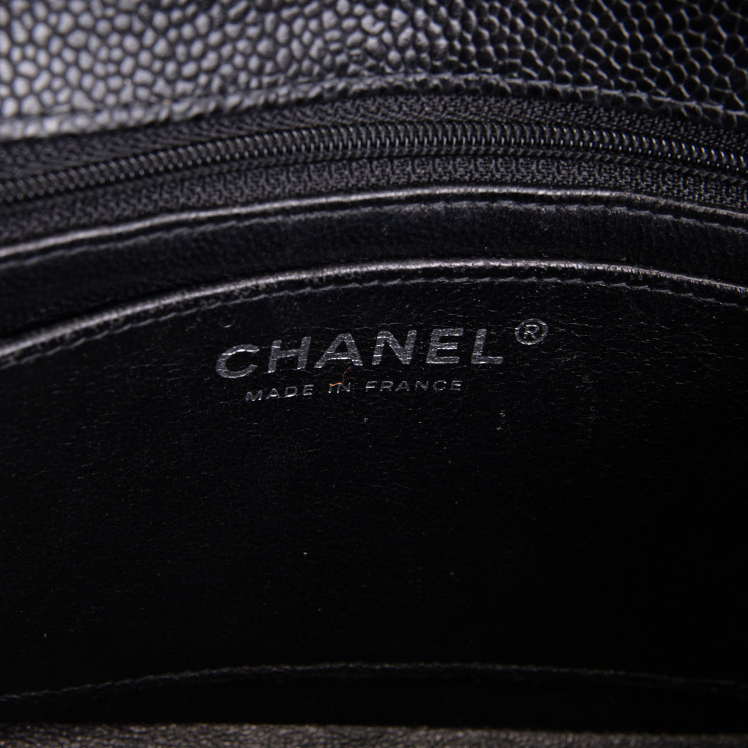 CHANEL Caviar Mini Square Single Flap Bag - Black