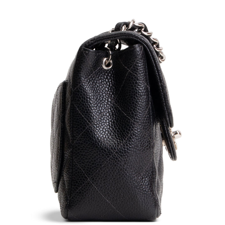 CHANEL Caviar Mini Square Single Flap Bag - Black