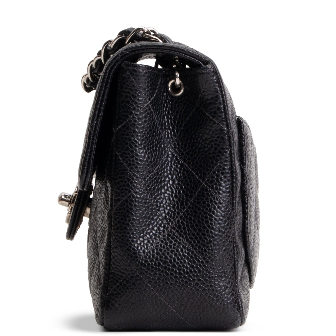 CHANEL Caviar Mini Square Single Flap Bag - Black
