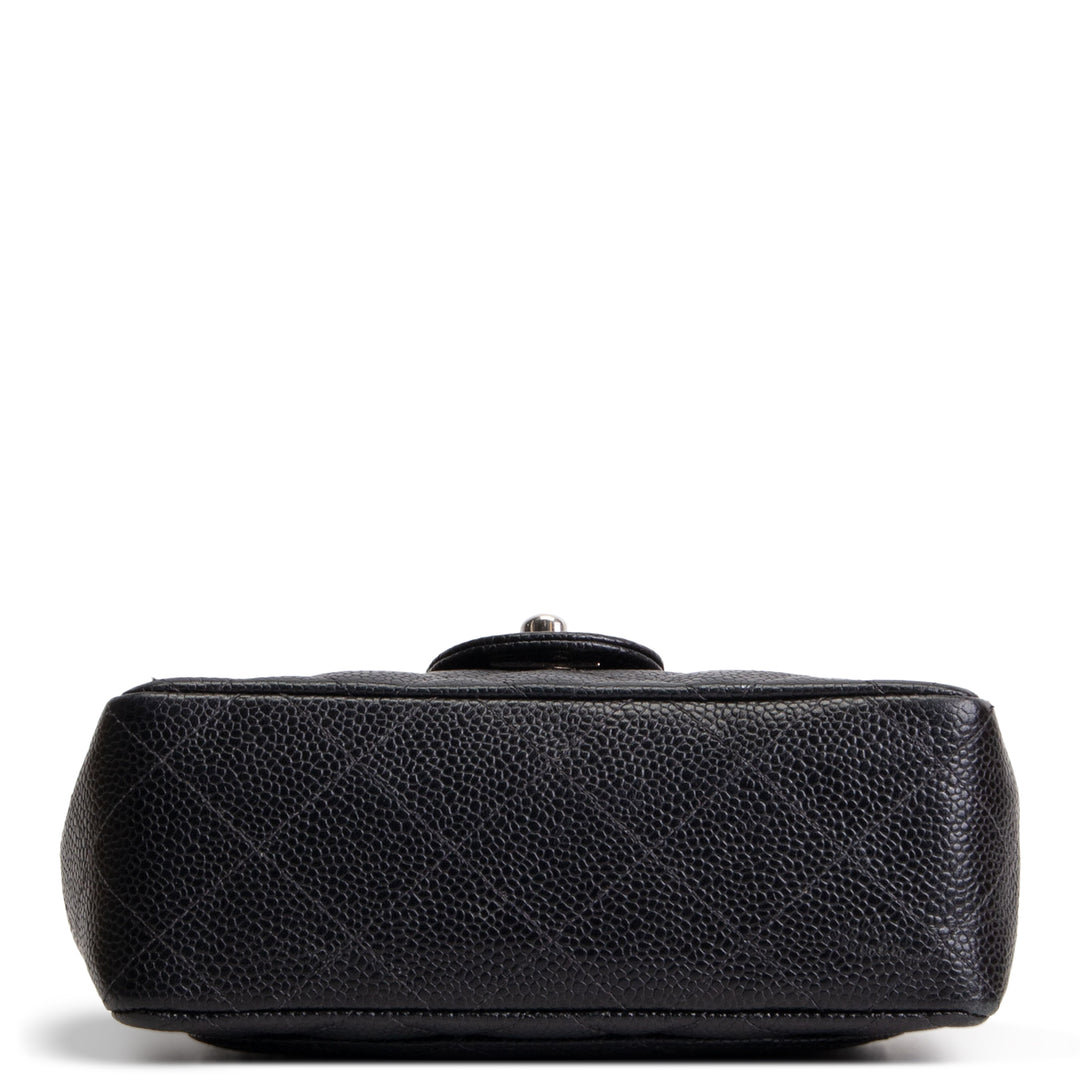 CHANEL Caviar Mini Square Single Flap Bag - Black