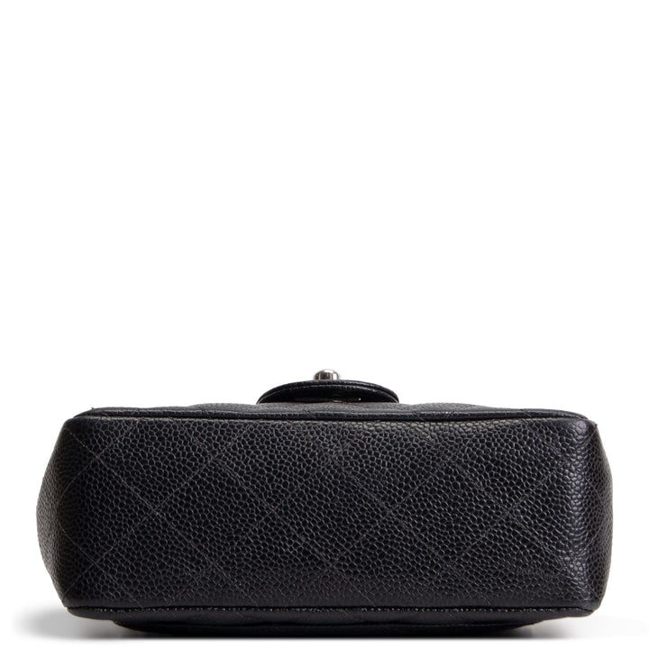 CHANEL Caviar Mini Square Single Flap Bag - Black