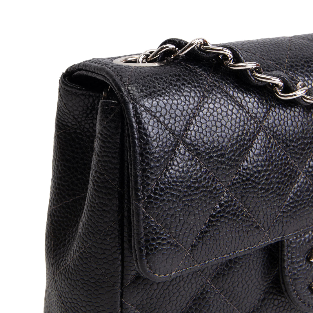 CHANEL Caviar Mini Square Single Flap Bag - Black