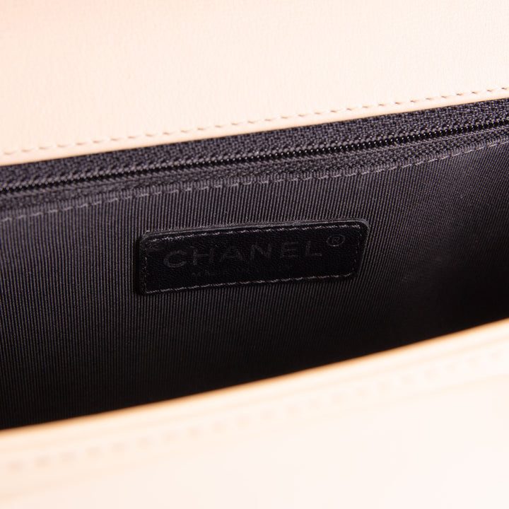 CHANEL Patent Plexiglass Large Boy Bag - Buttercream OUTLET FINAL SALE
