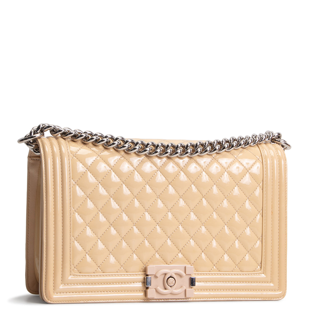 CHANEL Patent Plexiglass Large Boy Bag - Buttercream OUTLET FINAL SALE