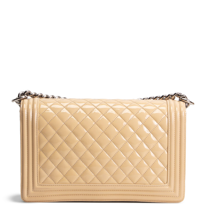 CHANEL Patent Plexiglass Large Boy Bag - Buttercream OUTLET FINAL SALE