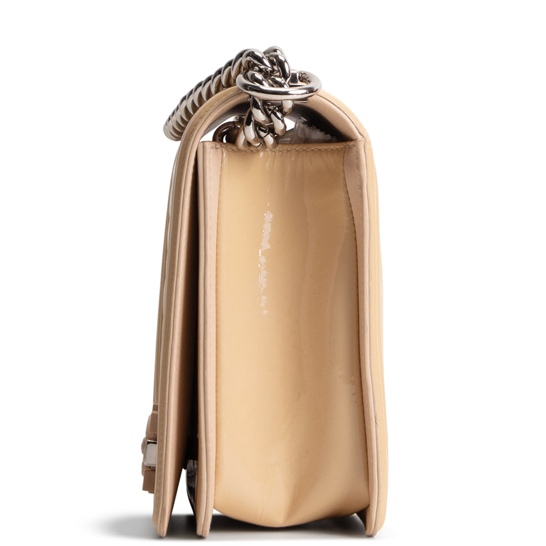 CHANEL Patent Plexiglass Large Boy Bag - Buttercream OUTLET FINAL SALE