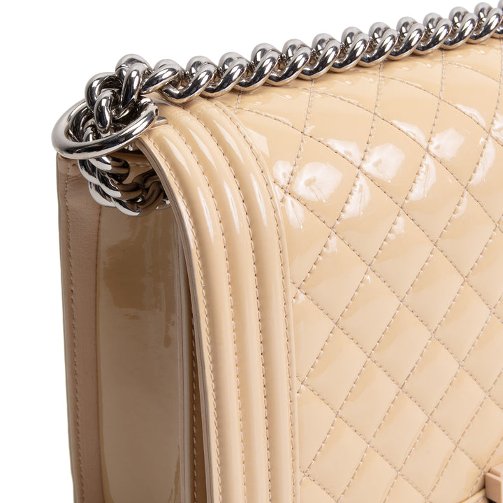 CHANEL Patent Plexiglass Large Boy Bag - Buttercream OUTLET FINAL SALE