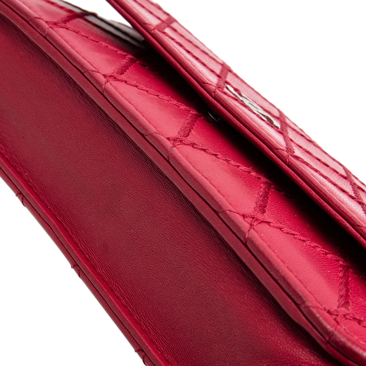 CHANEL Lambskin Diamond Stitch Wallet on Chain - Fuchsia OUTLET FINAL SALE