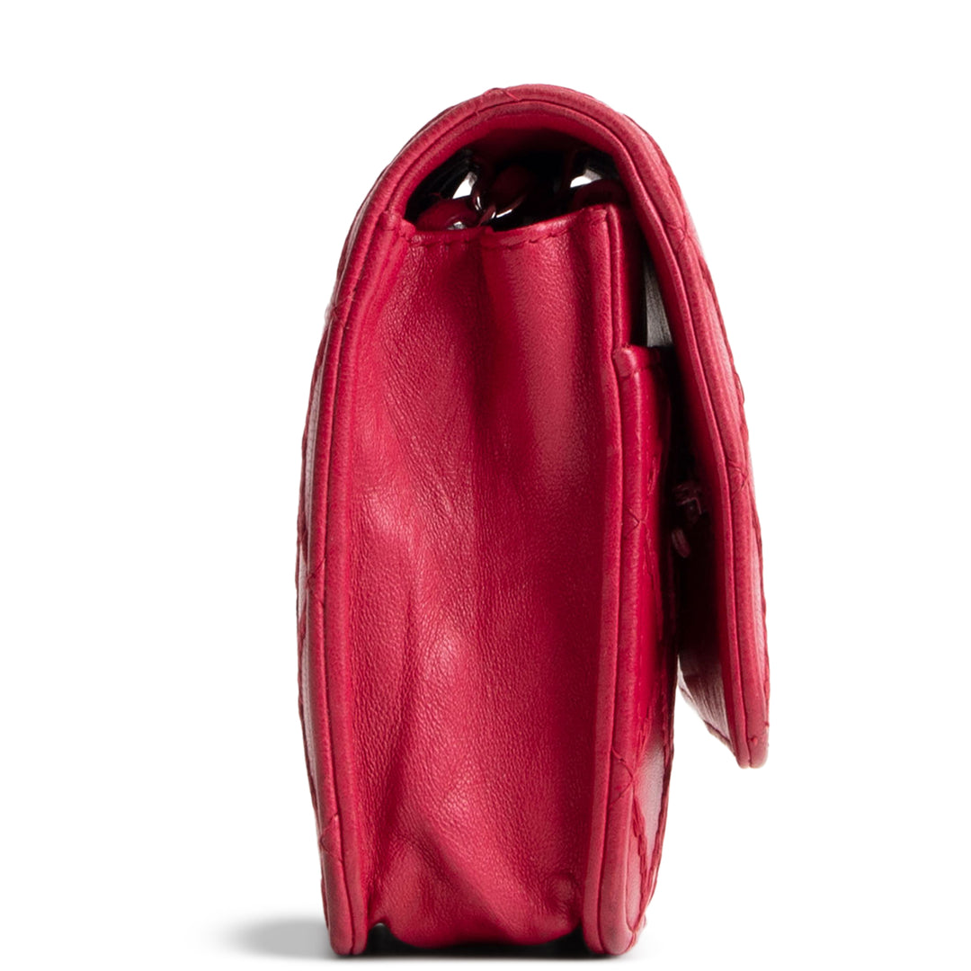 CHANEL Lambskin Diamond Stitch Wallet on Chain - Fuchsia OUTLET FINAL SALE