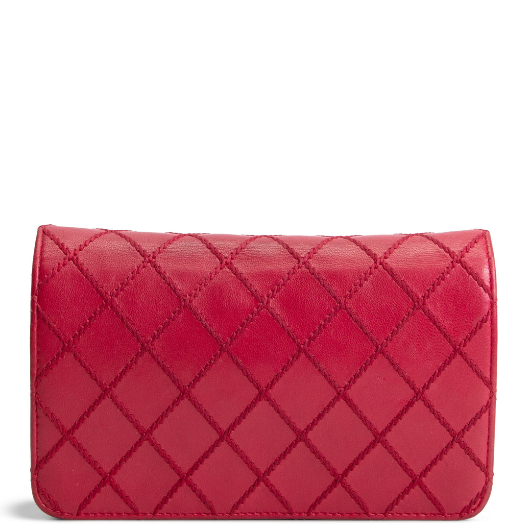 CHANEL Lambskin Diamond Stitch Wallet on Chain - Fuchsia OUTLET FINAL SALE