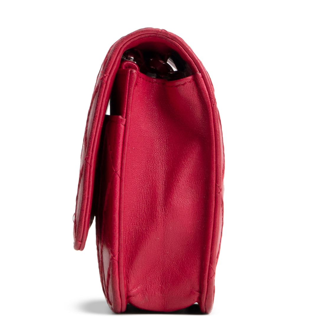 CHANEL Lambskin Diamond Stitch Wallet on Chain - Fuchsia OUTLET FINAL SALE