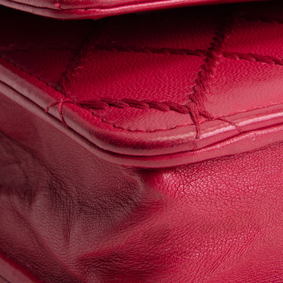CHANEL Lambskin Diamond Stitch Wallet on Chain - Fuchsia OUTLET FINAL SALE