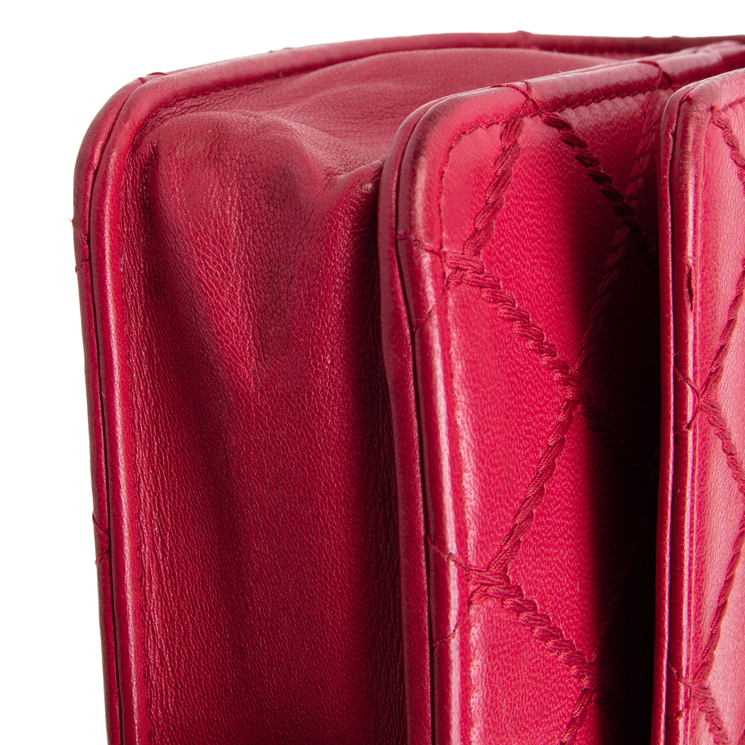 CHANEL Lambskin Diamond Stitch Wallet on Chain - Fuchsia OUTLET FINAL SALE