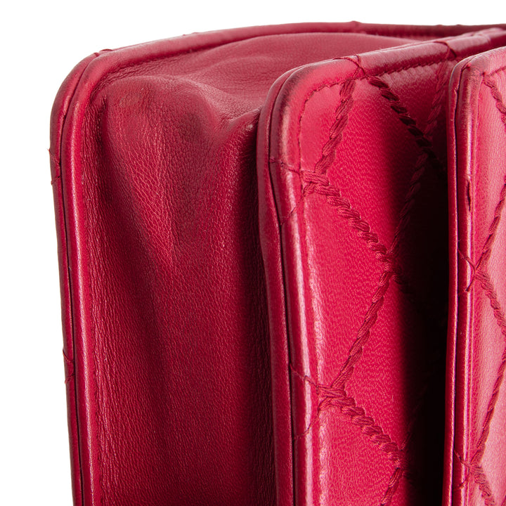 CHANEL Lambskin Diamond Stitch Wallet on Chain - Fuchsia OUTLET FINAL SALE