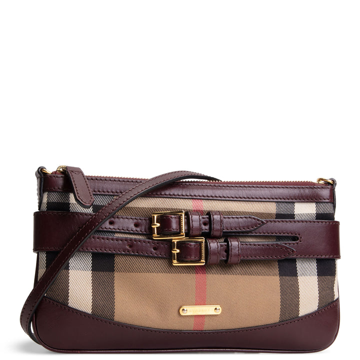 BURBERRY Nova Check Bridle Peyton Crossbody - Wine