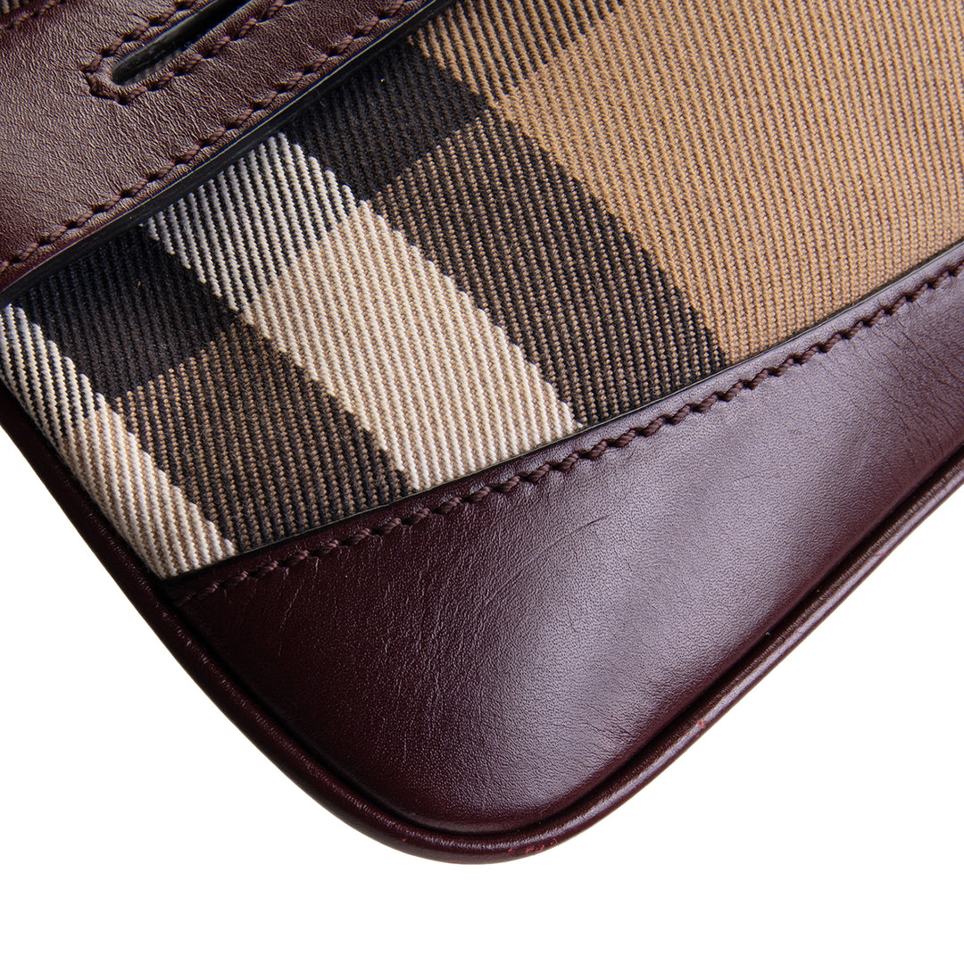 BURBERRY Nova Check Bridle Peyton Crossbody - Wine