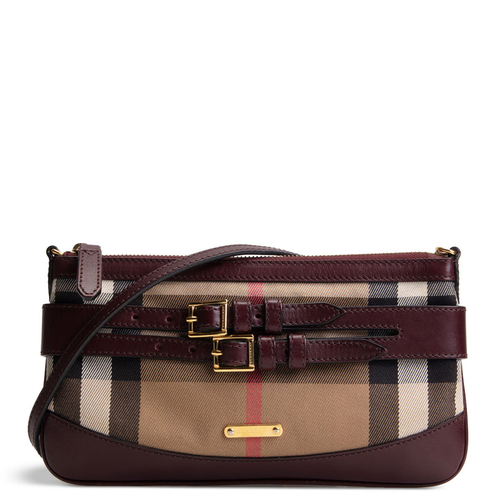 BURBERRY Nova Check Bridle Peyton Crossbody - Wine