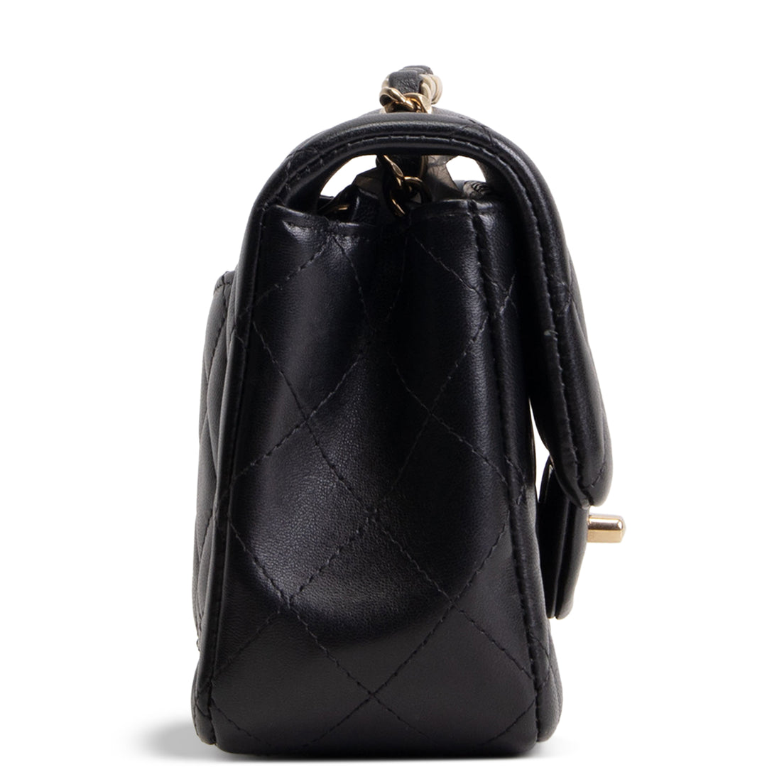 CHANEL Mini Rectangle Flap Bag Quilted Lambskin - Black