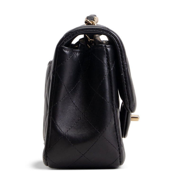 CHANEL Mini Rectangle Flap Bag Quilted Lambskin - Black