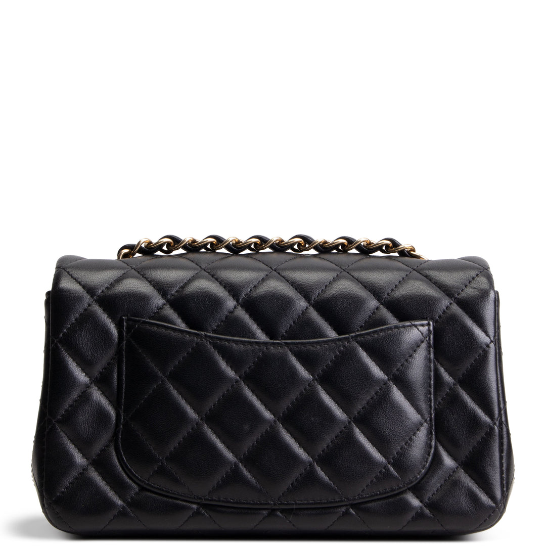 CHANEL Mini Rectangle Flap Bag Quilted Lambskin - Black