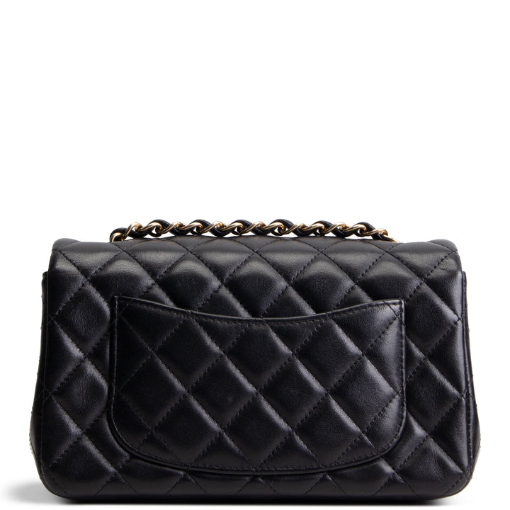 CHANEL Mini Rectangle Flap Bag Quilted Lambskin - Black