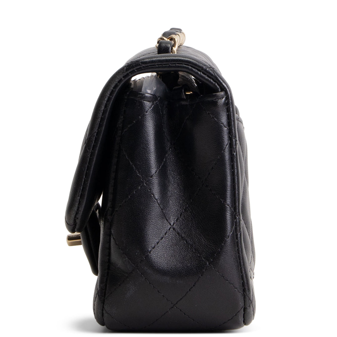 CHANEL Mini Rectangle Flap Bag Quilted Lambskin - Black