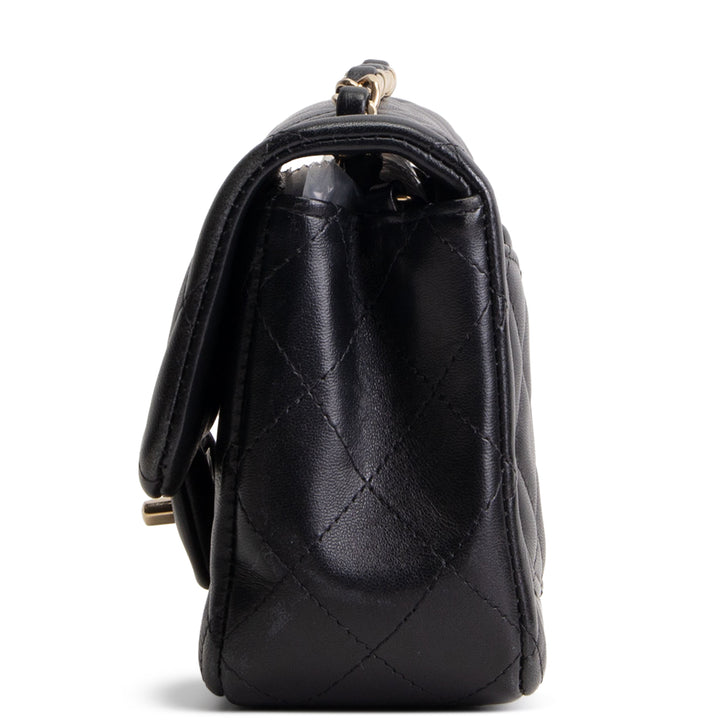 CHANEL Mini Rectangle Flap Bag Quilted Lambskin - Black
