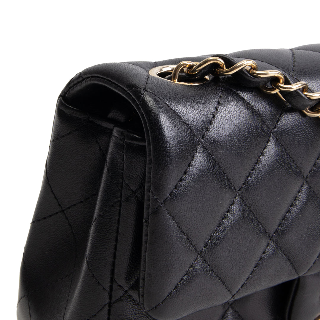 CHANEL Mini Rectangle Flap Bag Quilted Lambskin - Black