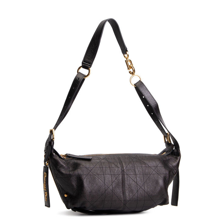 DIOR D-Journey Bag Crinkled Calfskin Shoulder Bag - Black