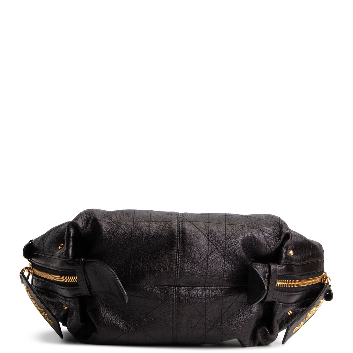 DIOR D-Journey Bag Crinkled Calfskin Shoulder Bag - Black